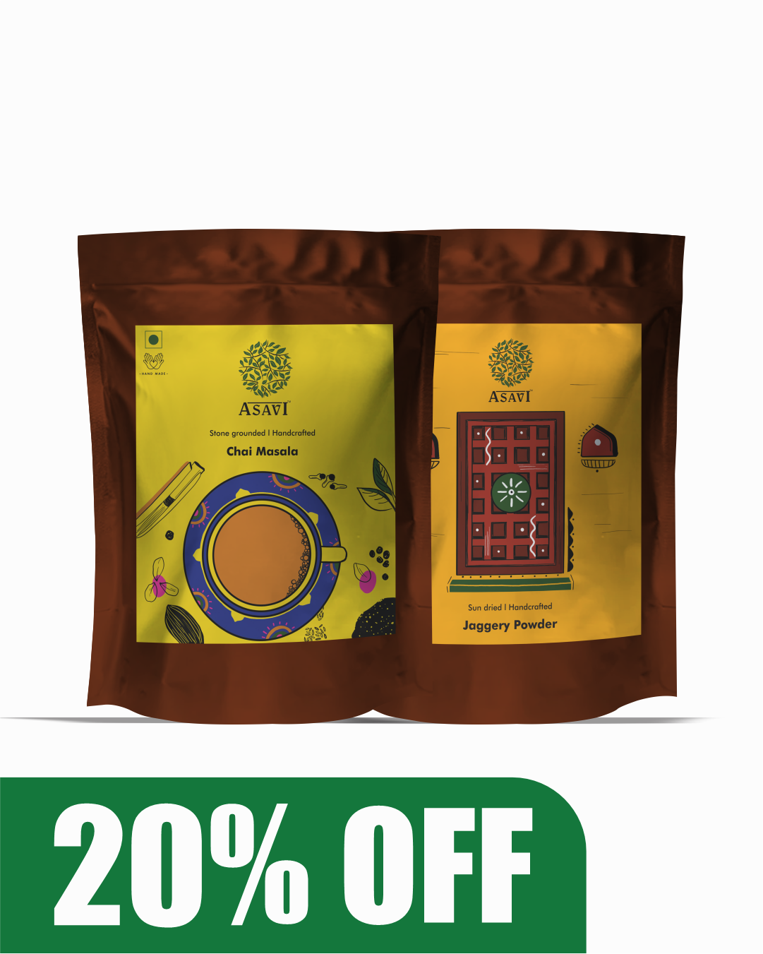 Thoughtfully Crafted Combo for Tea Lovers I Chemical Free Jaggery Powder & Chai Masala