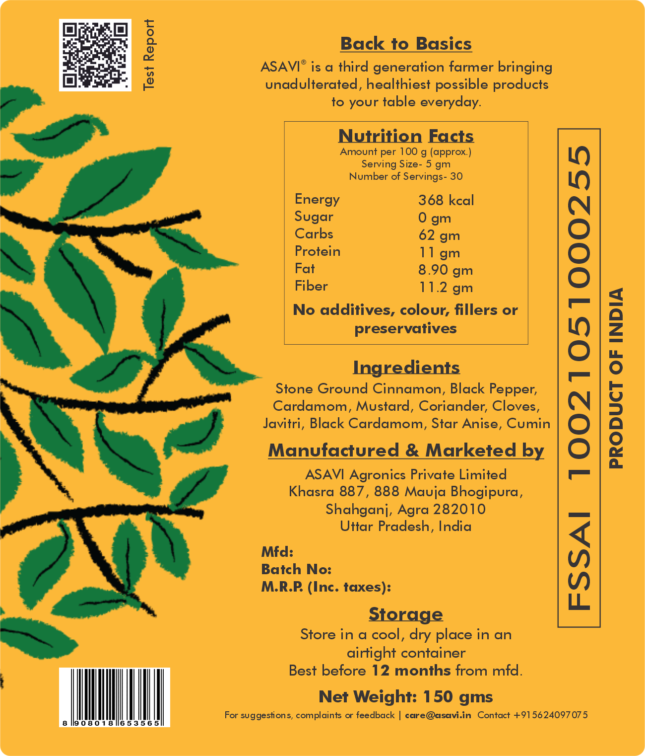 Farm Made Garam Masala I Blend of Ten Natural Spices I 100% Stonemade