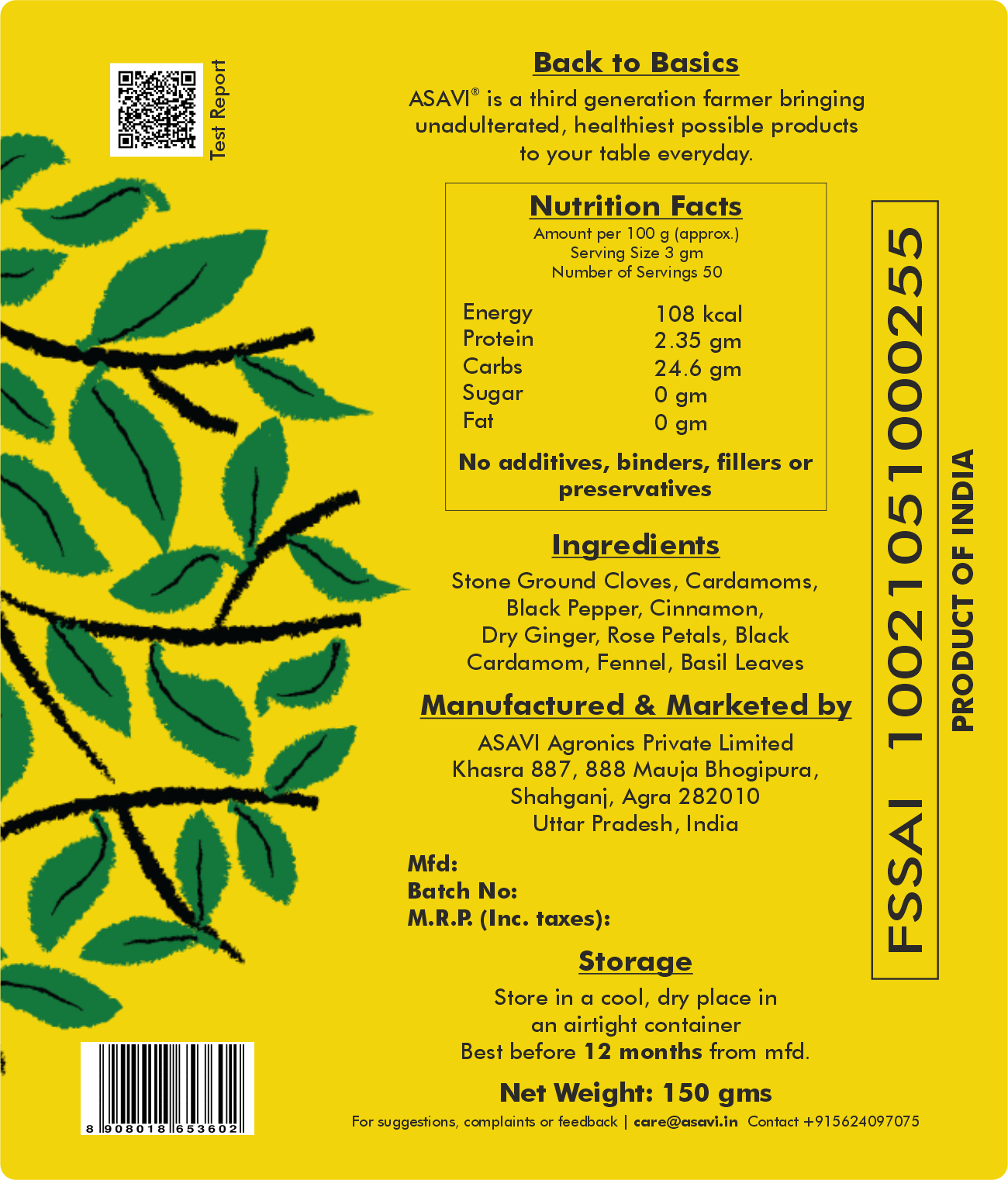 Chai Masala- Ayurvedic Recipe I 100% Natural Stonemade Spices Blend