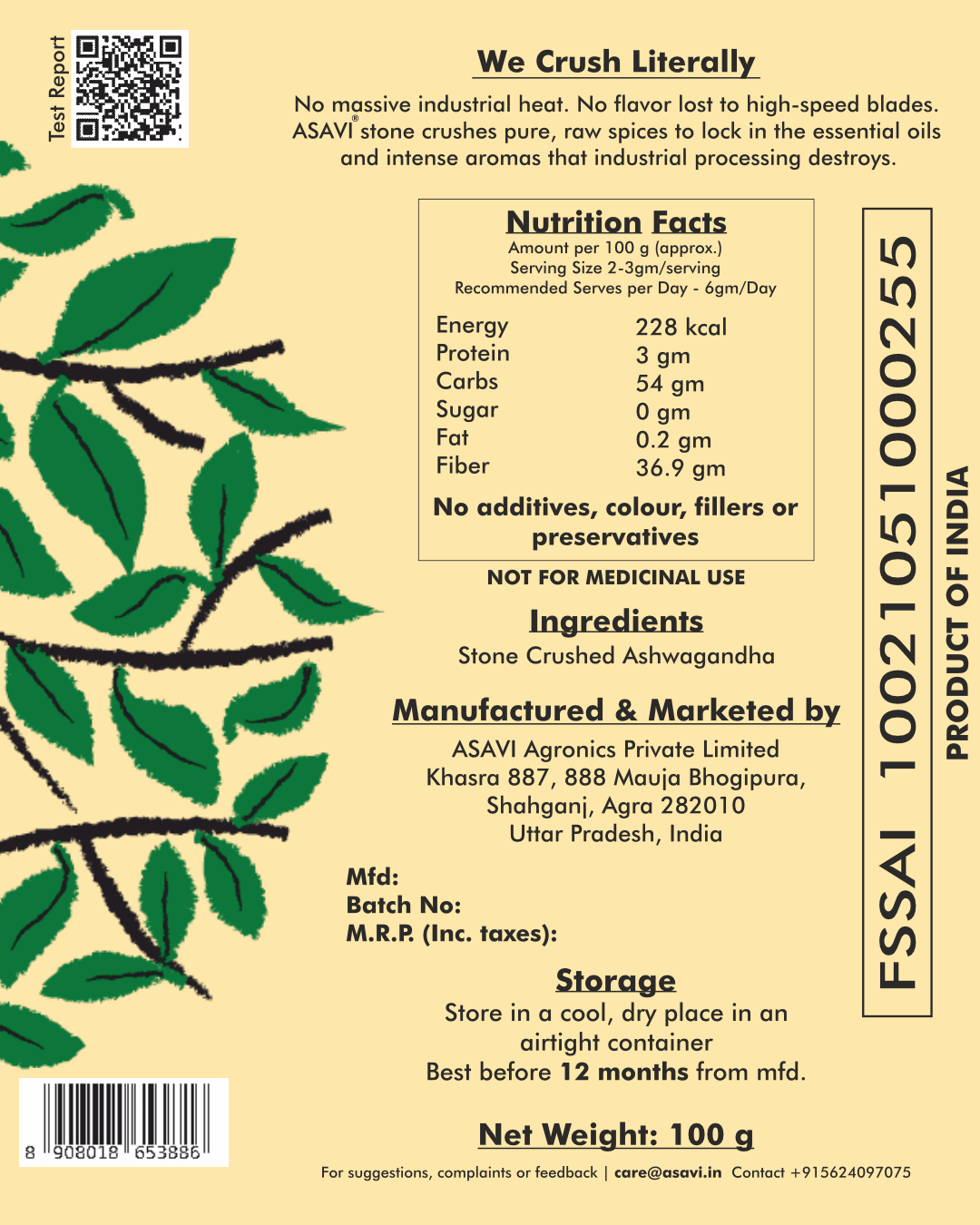 Ashwagandha Powder I King of Herbs I Organic & Stonemade