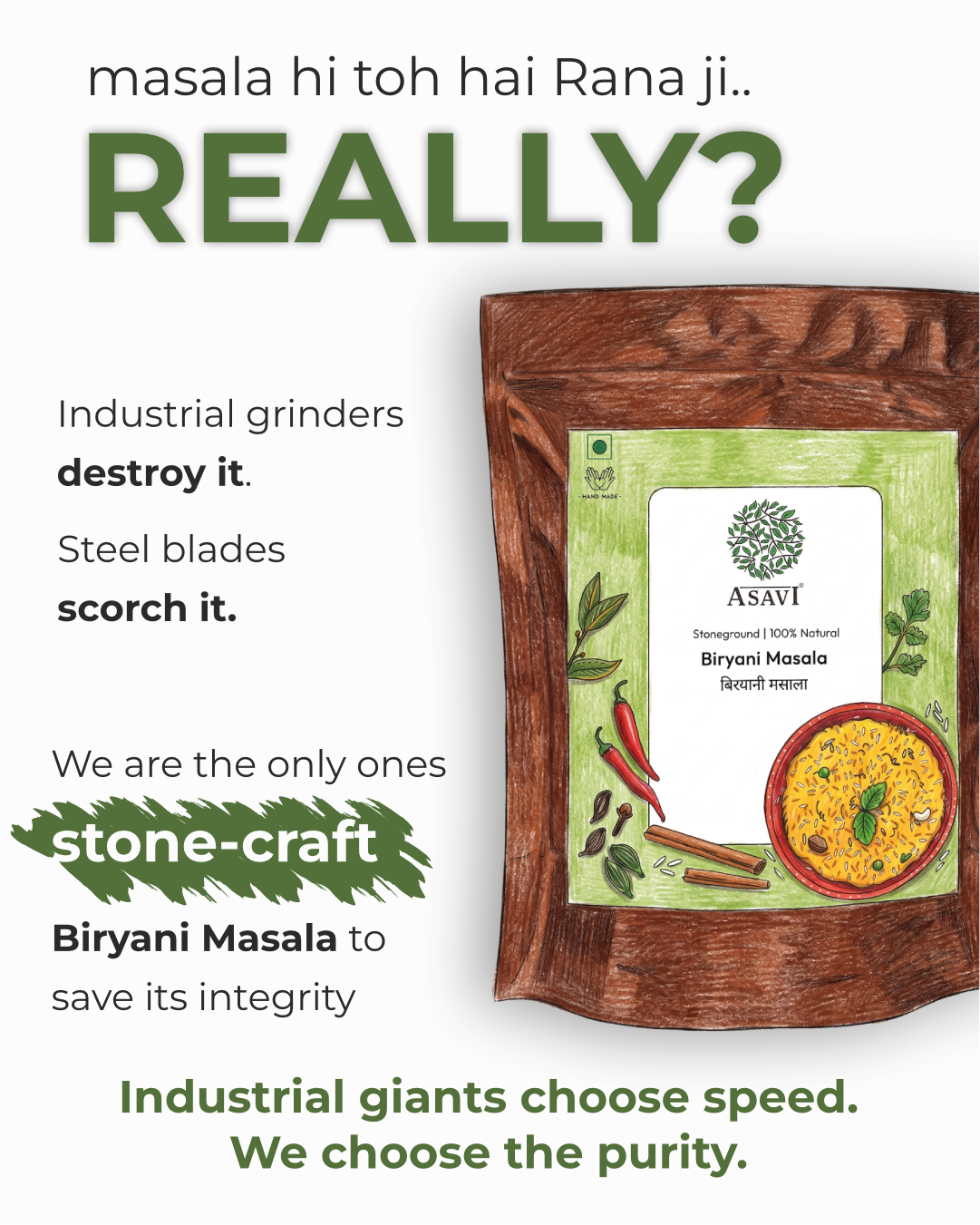 Stone-Crushed Artisan Biryani Masala | Pure, Volatile-Oil Rich Royal Blend | Pack of 1 x 100g