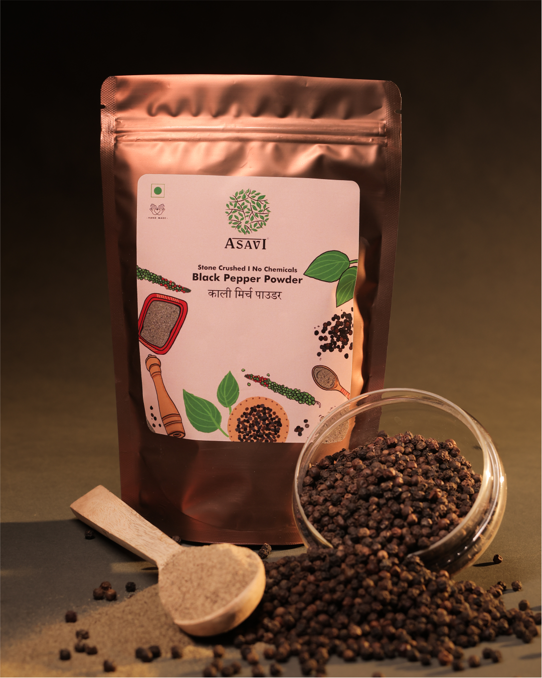 Stone-Crushed Black Pepper Powder (Kali Mirch) | Pure, High-Piperine Fiery Essential | Pack of 1 x 100g