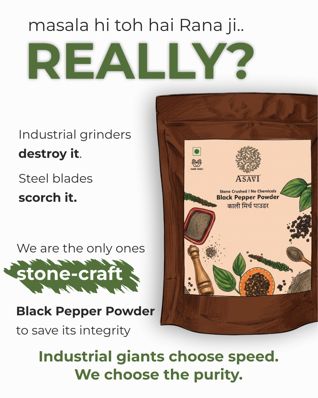 Stone-Crushed Black Pepper Powder (Kali Mirch) | Pure, High-Piperine Fiery Essential | Pack of 1 x 100g