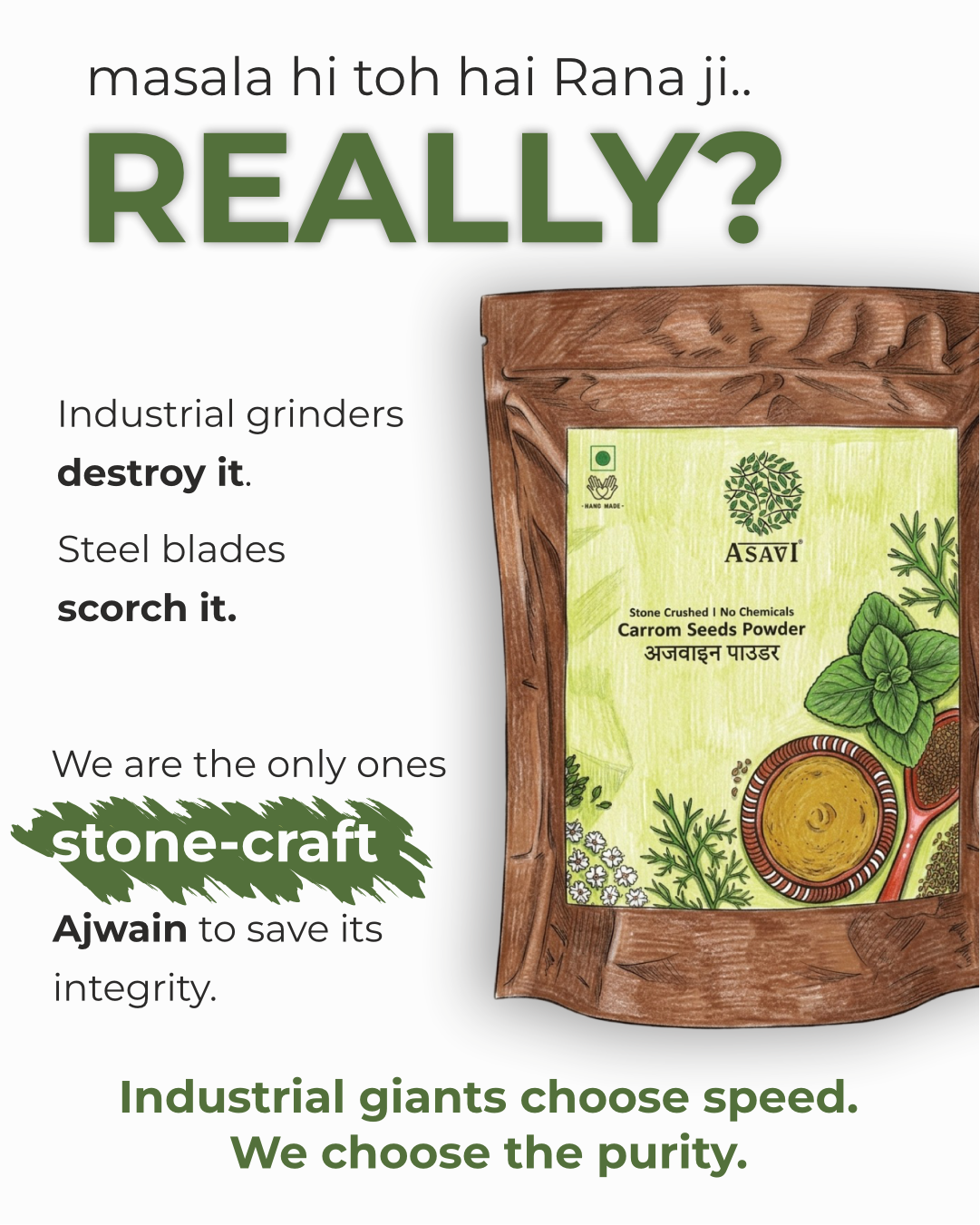 Stone-Crushed Carrom Seeds Powder (Ajwain) | Pure, High-Thymol Digestive Essential | Pack of 1 x 100g