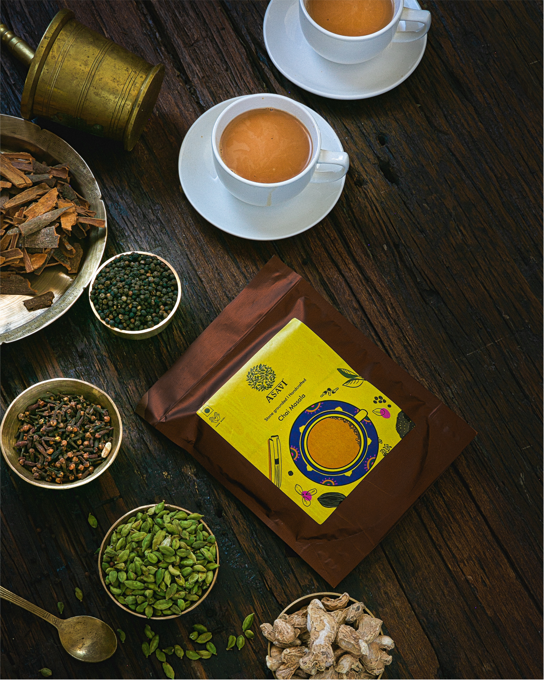 Stone-Crushed Artisan Chai Masala | Caffeine-Free, Volatile-Oil Rich Wellness Blend | Pack of 1 x 100g