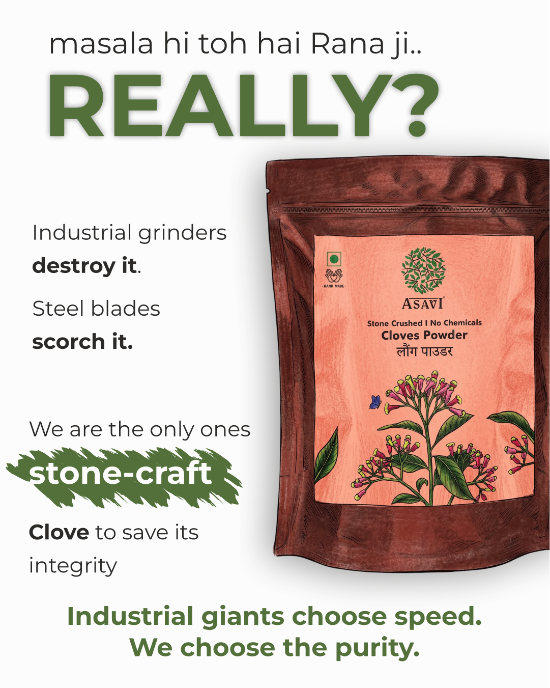 Stone-Crushed Cloves Powder (Laung) | Pure, High-Eugenol Antiseptic Essential | Pack of 1 x 100g
