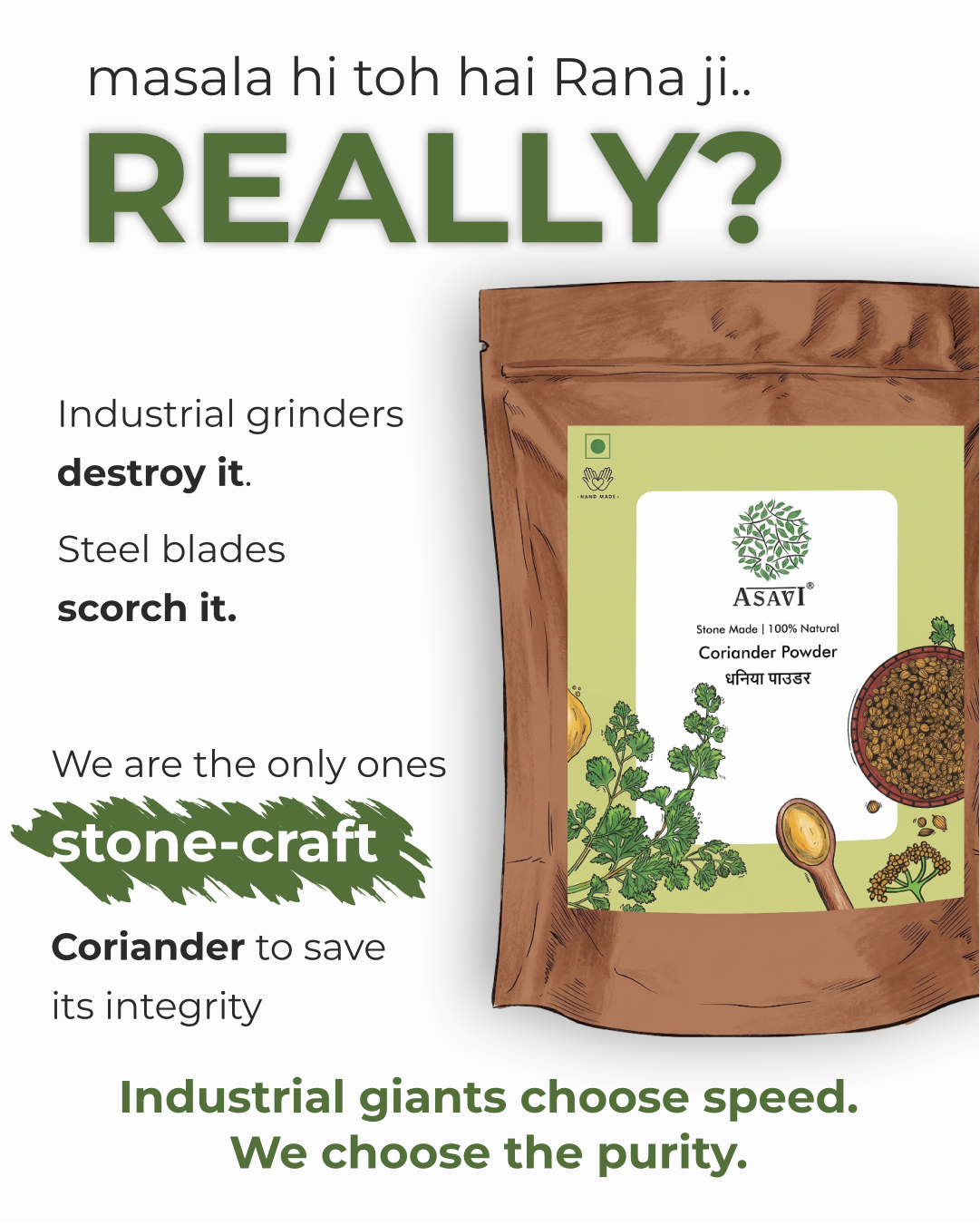 Stone-Crushed Coriander Powder (Dhaniya) | Pure, Linalool-Rich Aromatic Essential | Pack of 1 x 150g