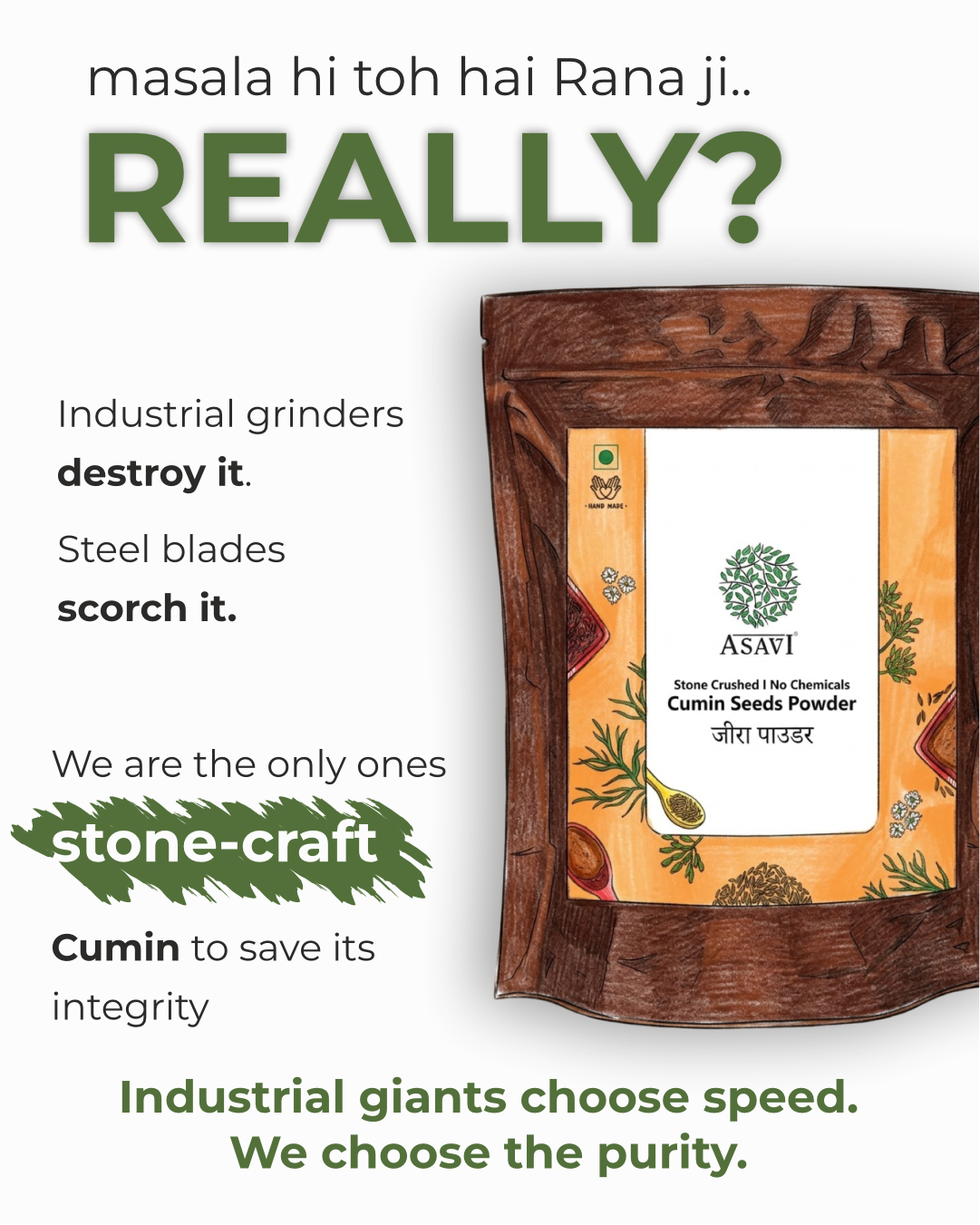 Stone-Crushed Cumin Seeds Powder (Jeera) | Pure, Cuminaldehyde-Rich Digestive Essential | Pack of 1 x 100g