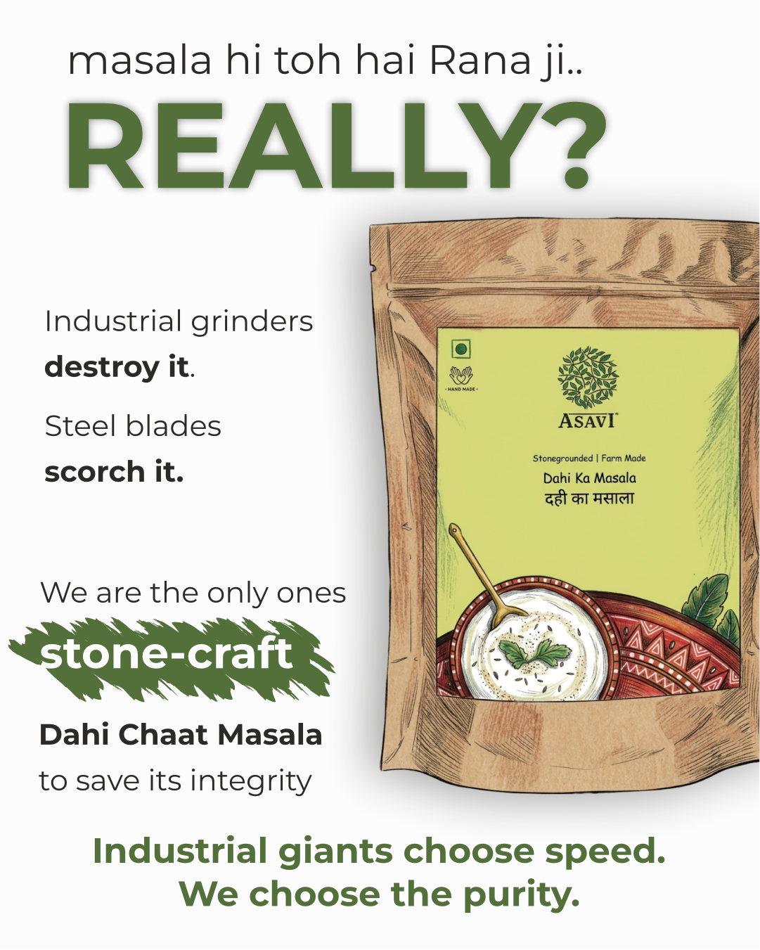 Stone-Crushed Dahi Chaat Masala | Pure, Volatile-Oil Rich Tangy Heritage Blend | Pack of 1 x 100g