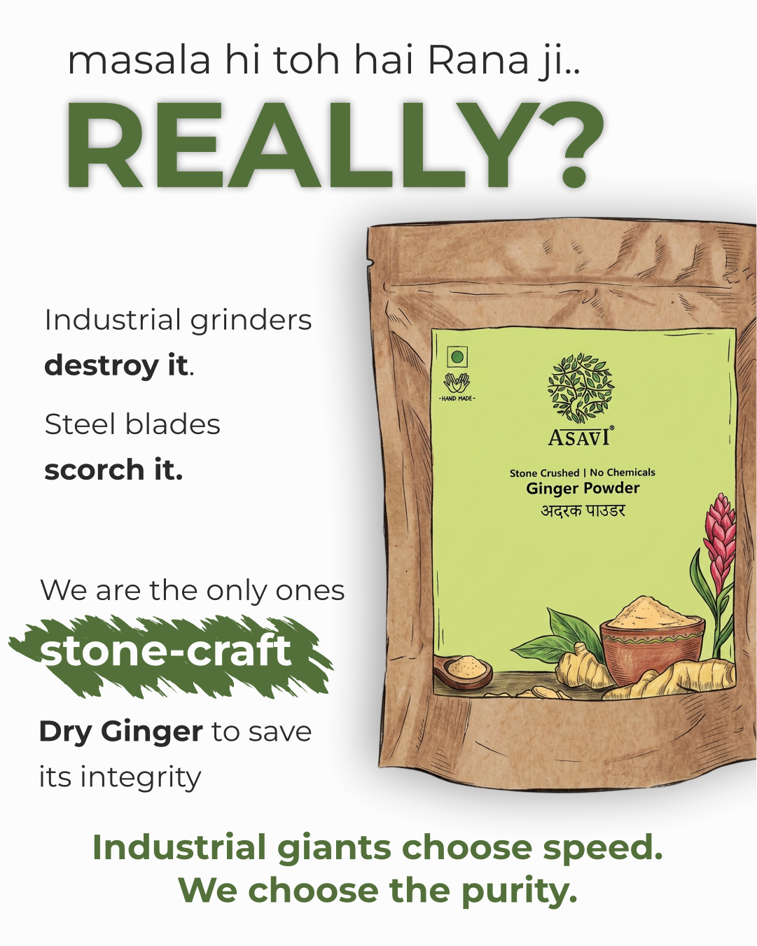 Stone-Crushed Dry Ginger Powder (Sonth) | Pure, Gingerol-Rich Metabolic Rejuvenator | Pack of 1 x 100g