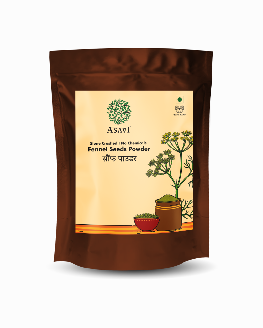 Stone-Crushed Fennel Seeds Powder (Saunf) | Pure, Anethole-Rich Cooling Essential I Pack of 1 x 100g