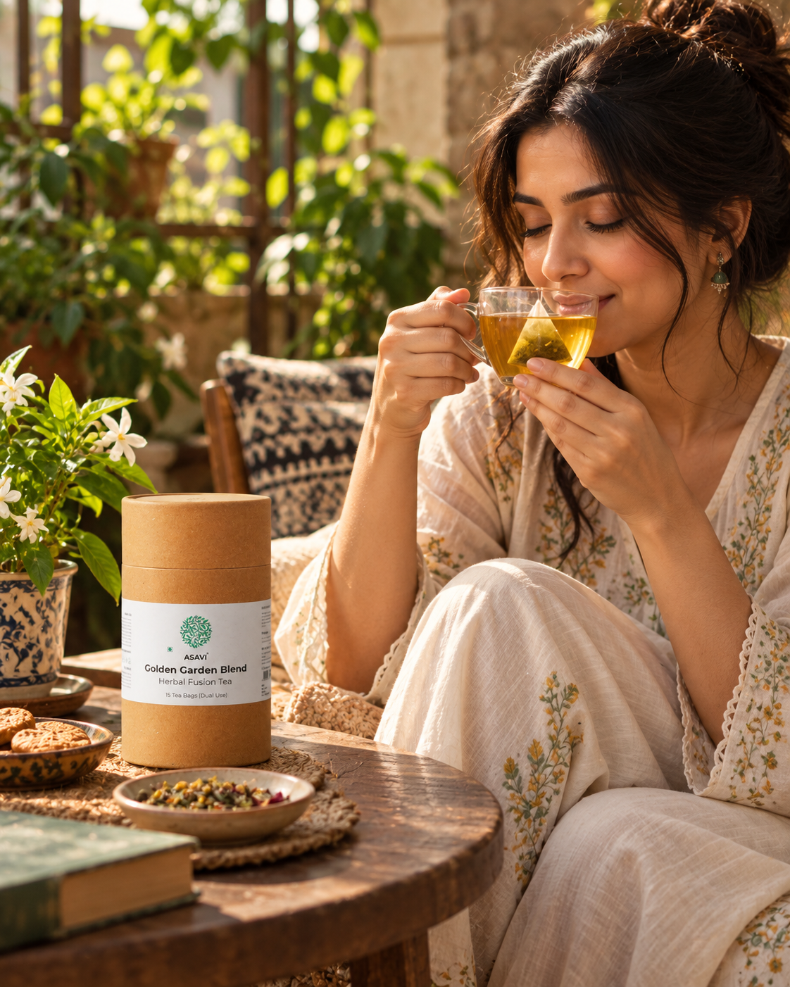 Golden Garden Blend | Oolong & Green Tea with 15 Whole Botanicals | Tulsi, Ginger, Turmeric, Moringa & Cardamom | 15 Tea Bags