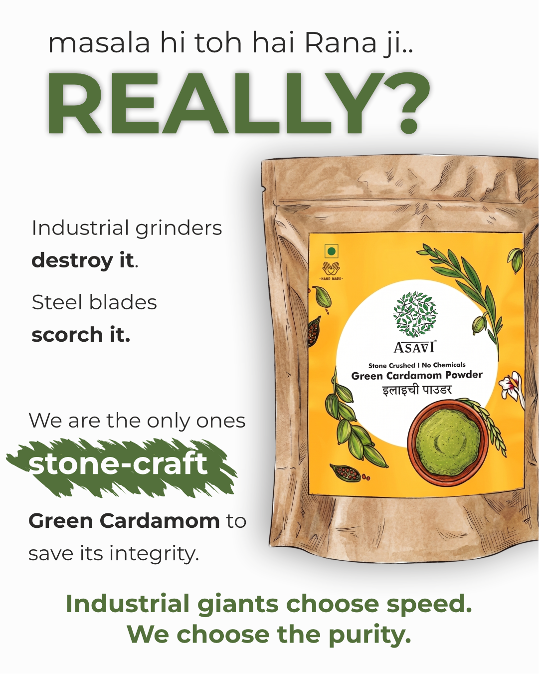 Stone-Crushed Green Cardamom (Chhoti Elaichi) | Pure, Terpinyl-Acetate Rich Exquisite Wellness Catalyst | Pack of 1 x 100g