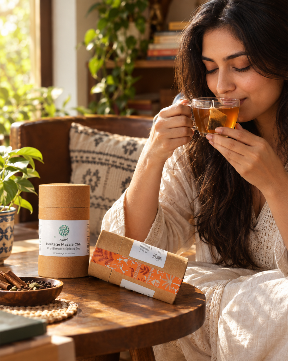 Heritage Masala Chai | Caffeine Free Spice Chai Blend | Cardamom, Cinnamon, Clove & Dry Ginger | 15 Tea Bags