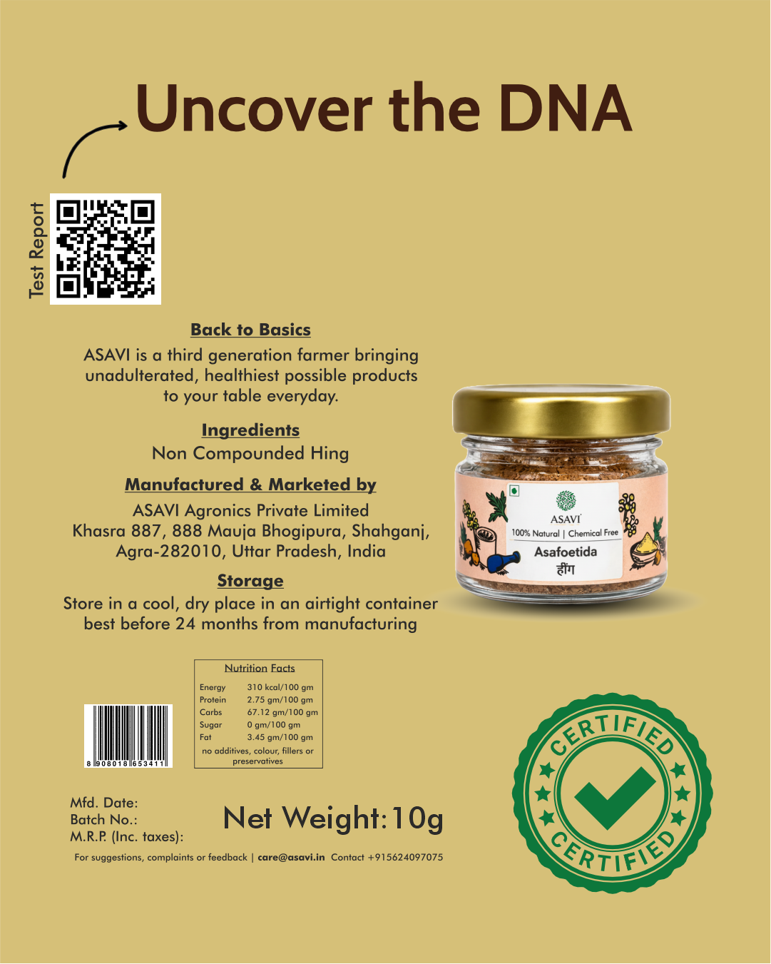 Handcrafted Non-Compounded Hing | Raw, Sulfur-Rich Pristine Resinous Gut Elixir | Pack of 1 x 10g