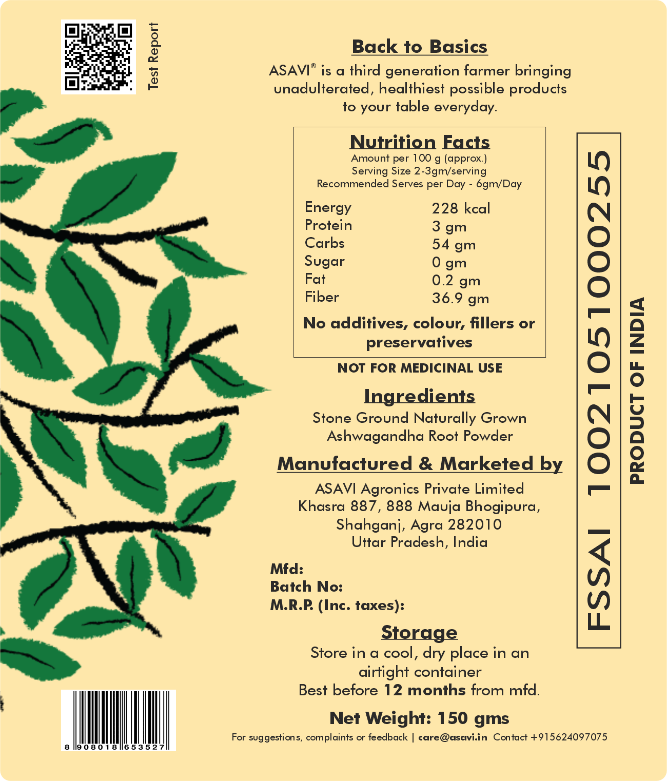 Ashwagandha Powder I King of Herbs I 100% Natural & Stonemade