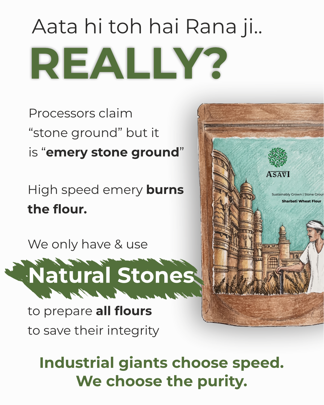 Stone-Ground Sharbati Wheat Flour (Atta) | Whole Grain Premium Heritage Atta