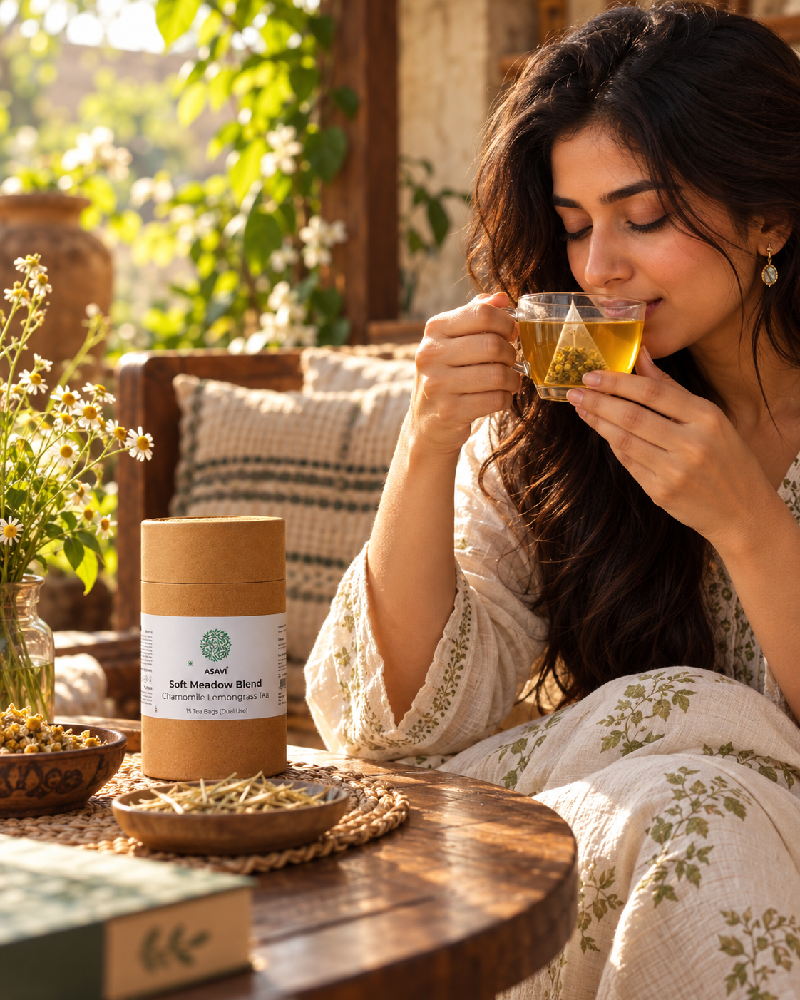 Soft Meadow Blend | Chamomile & Lemongrass Herbal Infusion | Whole Chamomile Flowers | Caffeine-Free | 15 Tea Bags