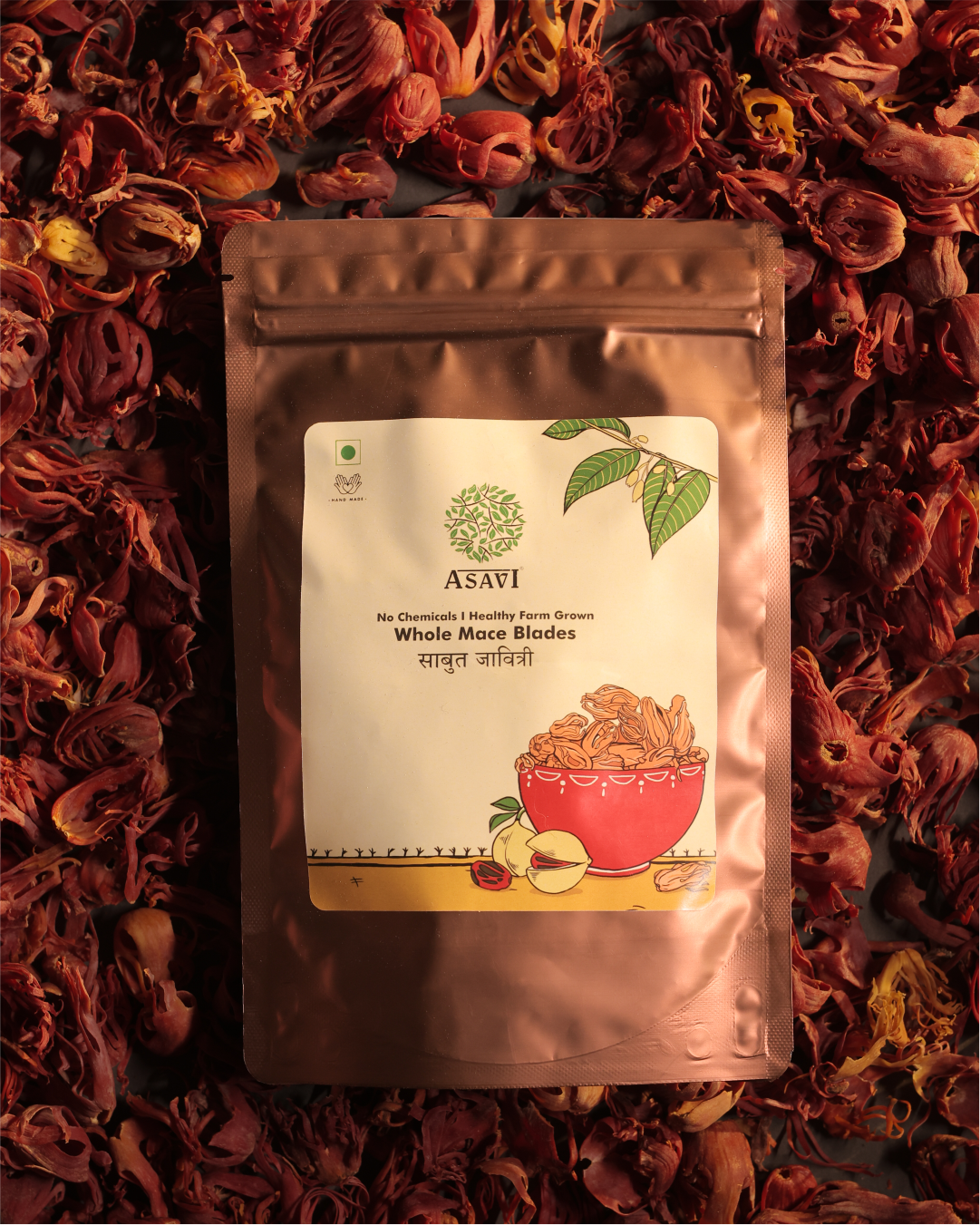 Hand-Picked Whole Mace Blades (Javitri) | Pure, Myristicin-Rich Exquisite Crimson-Amber Spice |  Pack of 1 x 50g