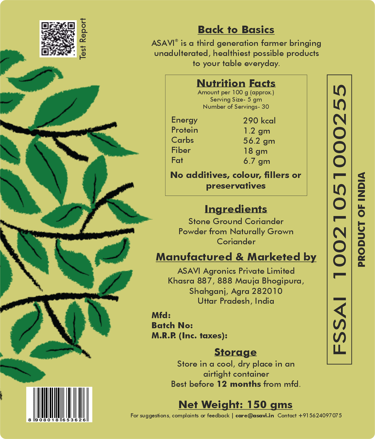 Stone Ground Coriander Powder I Farm Made I No Chemicals or Preservatives